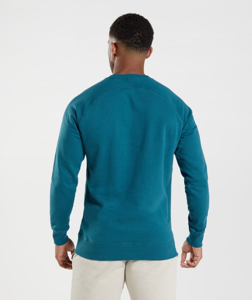 Men's Gymshark Crest Sweatshirts Blue | CA 706NA1